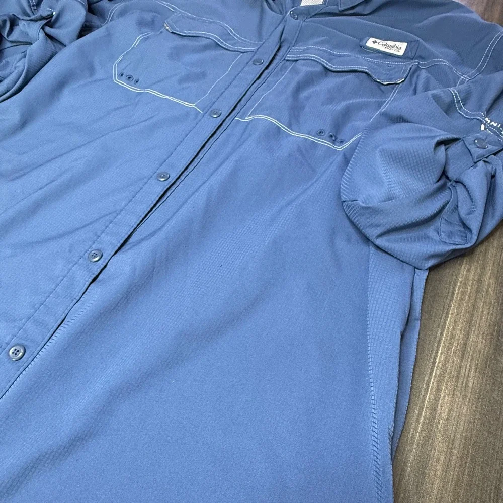 Columbia Men's Long Sleeve Fishing Shirt Omni‎ Shade Blue XL - Picture 2 of 5